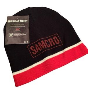 NEW Sons of Anarchy SAMCRO Beanie Toque Black & Red Hat Streetwear Casual Y2K